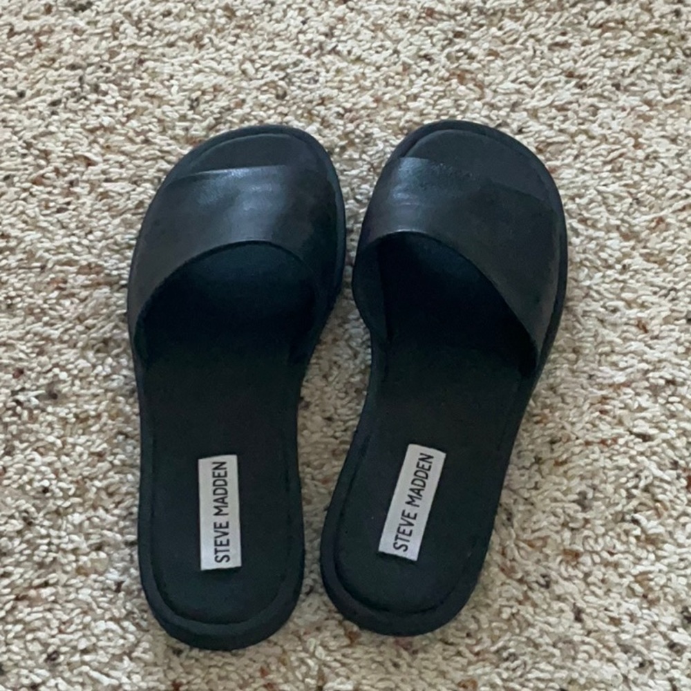 Steve Madden Women's Black Slide Sandals